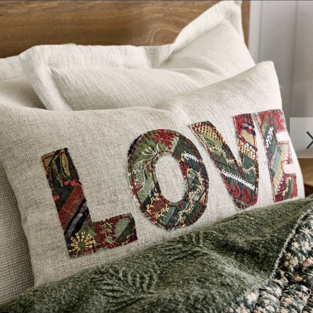 Pottery Barn Love Patchwork Lumbar Pillow Cover - Sold Out